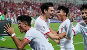 Skuad Timnad Indonesia U-23 selebrasi gol di Piala Asia 2024. -pssi.
