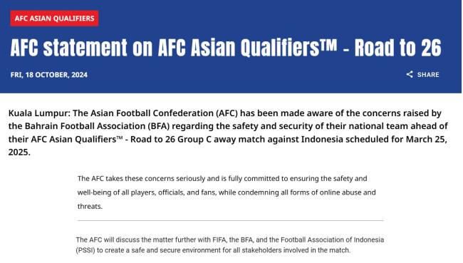 AFC Serius Tanggapi Permintaan Bahrain: Apakah Laga Indonesia vs Bahrain Akan Dipindahkan?