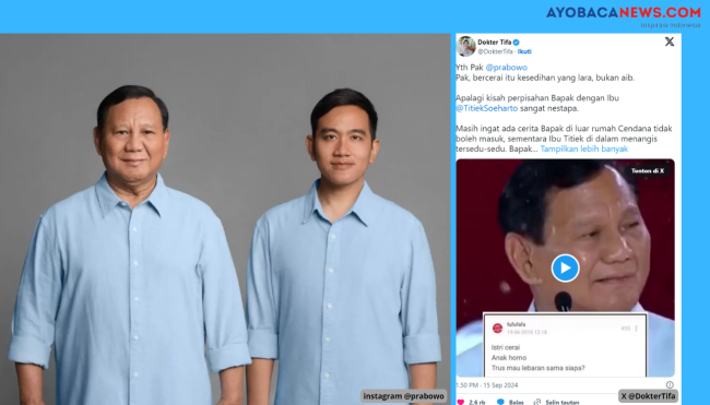 Perpisahan Prabowo dan Titiek Soeharto Bukan Aib, Kenapa Fufufafa Sangat Puas Mengolok dan Menghinanya?
