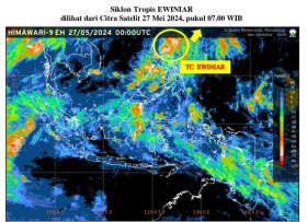 Peta Siklon Tropis - Menurut BMKG siklon tropis Ewiniar tak memberikan dampak langsung atau tidak langsung di wilayah Indonesia. Dok: BMKG.