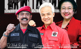 Kolase foto dokumen. Ketua DPC PDIP Solo, FX Hadi Rudyatmo, Ketum PDIP Megawati, dan capres Ganjar Pranowo. (@fx.rudyatmo)