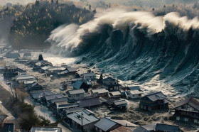 ZONA MEGATHRUST ASIA - Ilustrasi tsunami akibat gempa dahsyat. Berikut empat wilayah yang memiliki zona megathrust di Asia. (Foto: Freepik).