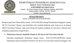 KEBAKARAN UNIVERSITAS UDAYANA - Pasca tragedi kebakaran ruang server Universitas Udayana, pihak kampus sesuaikan jadwal wisuda. -Foto dok.Instagram/@univ.udayana.