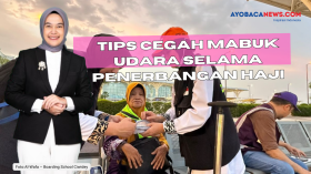 Dokter Yuli memberikan beberapa tips kepada jemaah haji agar dapat menghindari motion sickness selama penerbangan. foto kemenag.go.id.