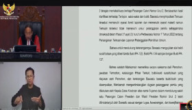SIDANG PHPU PIlpres 2024 - Majelis Hakim MK membacakan putusan perkara PHPU Pilpres 2024 pada Senin (21/4). Tangkap layar YouTube MK.