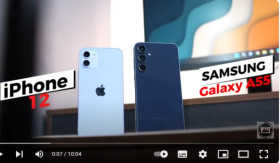 BATTLE HP - Ulas perbandingan antara Samsung Galaxy A55 dan iPhone 12. Battle Hp rentang harga Rp5-7 Jutaan. - Foto tangkap layar YouTube/DWGadgets.