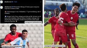 Kolase foto komentar AFA dan pemain Timnas Indonesia lawan Argentina.