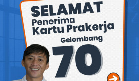 PRAKERJA GELOMBANG 70 - Hasil seleksi gelombang 70 sudah diumumkan, peserta harap segera beli kelas pelatihan. -Foto Instagram/@prakerja.go.id.