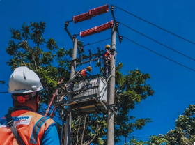 PLN - Ilustrasi Petugas PLN Sedang Melakukan Pekerjaan Listrik.- website/kabarbumn.com