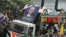 Proses pemakaman Ismail Haniyeh di pemakaman Ismail Haniyeh di Doha, Qatar. Majid Asgaripour/WANA