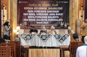 Acara sosialisasi Pilkada 2024 dilakukan KPU Kota Tasikmalaya kepada penyandang disabilitas. (Foto: KPU Kota Tasikmalaya).