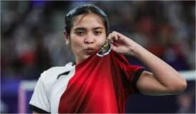 OLIMPIADE PARIS 2024 - Gregoria Mariska Tunjung, berhasil lolos babak semifinal bulutangkis Olimpiade Paris 2024. -Foto dok.kemenpora.go.id.