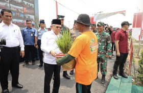 (Wapres Republik Indonesia menyerahkan simbolis tanaman/foto: instagram @kyai_marufamin