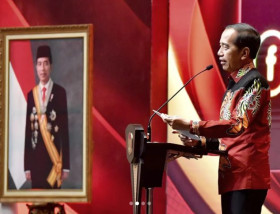 SPEKULASI PRESIDEN AKAN TERBITKAN PERPU DIJAWAB PIHAK ISTANA - Presiden Jokowi saat berpidato pada acara konsolidasi KPU. (Foto: Instagram/@jokowi).