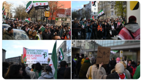 DEMO di JERMAN DAN SWISS - Tangkap layar. Warga Jerman dan Swiss berunjuk rasa meminta Israel mengentikan serangan militer di Gaza. -X/@Majid_Albunni