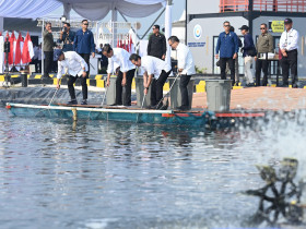 PRESIDEN JOKOWI.- Presiden Jokowi Resmikan Pembangunan Model Tambak Budidaya Ikan Nila Salin di Karawang.- website/setkab.go.id