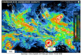 Ilustrasi peta satelit citra menampilkan potensi cuaca ekstrem di wilayah Indonesia. (Foto: BMKG).