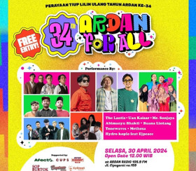 Poster bitang tamu dalam perayaan tiup lilin ulang tahun ke-34 Ardan Radio. Dok: Ardan Radio.