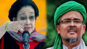 Kolase foto ilustrasi Ketua Umum PDIP, Megawati dan Ulama Habib Rizieq Shihab. pdip/bincangsyariah.com.