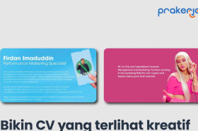 KARTU PRAKERJA –Ilustrasi CV kreatif. Masukkan skill pelatihan kartu prakerja dalam CV kreatif kamu, setelah itu saatnya sebar ke perusahaan dan platform lowongan kerja. –Ilustrasi Instagram/@prakerja.go.id.