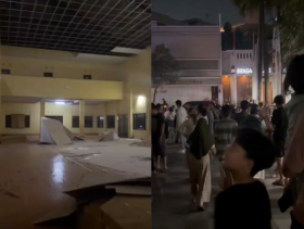 Kerusakan dan kepanikan saat gempa bumi terjadi yang berpusat di Garut, Sabtu, 27 April 2024 malam. @suara_networkjabar.