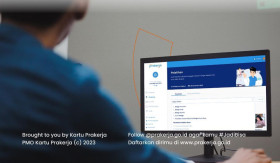 Caption foto: KARTU PRAKERJA –Ilustrasi seorang pria di depan laptop. Cara mudah cek kartu prakerja, pastikan kamu lolos dan bisa segera pelatihan gratis serta insentif cair –Ilustrasi Instagram/@prakerja.go.id