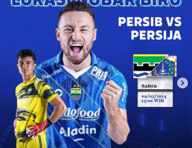 Persib vs Persija - Ilustrasi poster jadwal pertandingan klasik Persib Bandung kontra Persija Jakarta di Stadion Si Jalak Harupat, dijaga ketat personel gabungan. (Instagram/@persib).