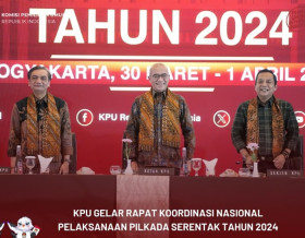 KPU saat melakukan rapat koordinasi terkait pelaksanaan Pilkada Serentak 2024. (Instagram/@kpu_ri).