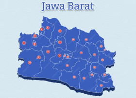 Ilustrasi peta Jawa Barat - Berikut ini daftar kota kecil di Jawa Barat yang memiliki keunikan tersendiri. Ilustrasi/Freepik.