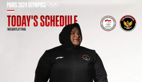 OLIMPIADE PARIS 2024 - Nurul Akmal siap maju dalam pertandingan angkat besi, jelang penutupan Olimpiade Paris 2024. -Foto Instagram/@timindonesiaofficial.